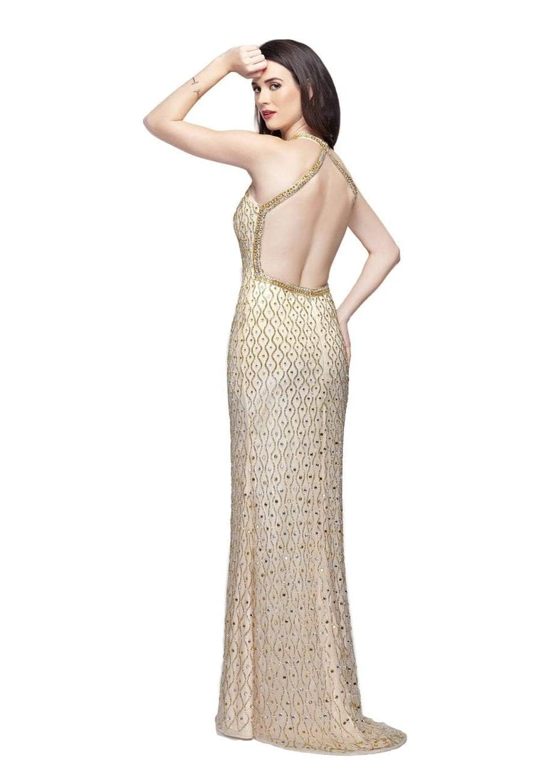 Primavera Couture - 1974 Bejeweled Halter Column Dress 6 Primavera Couture - 1974 Bejeweled Halter Column Dress