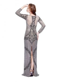 Primavera Couture - 1975 Embellished Deep V-neck Column Dress