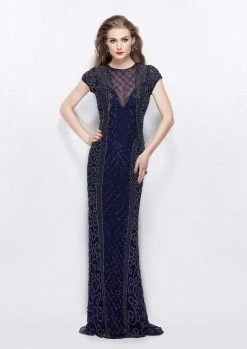 Primavera Couture - 1976 Bedazzled Illusion Jewel Sheath Dress