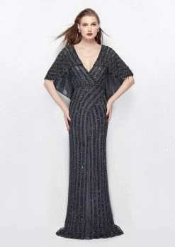 Primavera Couture - 1987 Bedazzled Deep V-neck Sheath Dress Formal Gowns 8 Primavera Couture - 1987 Bedazzled Deep V-neck Sheath Dress Formal Gowns