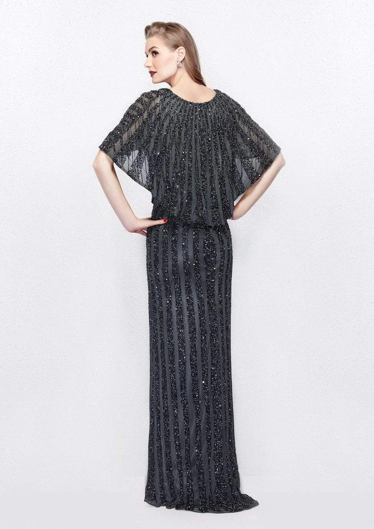 Primavera Couture - 1987 Bedazzled Deep V-neck Sheath Dress Formal Gowns 6 Primavera Couture - 1987 Bedazzled Deep V-neck Sheath Dress Formal Gowns