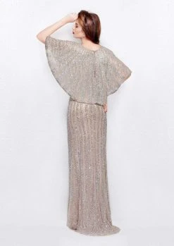 Primavera Couture - 1987 Bedazzled Deep V-neck Sheath Dress Formal Gowns