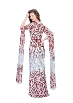 Primavera Couture - 1988 Full-Length Poet Sleeves Sheath Gown Formal Gowns