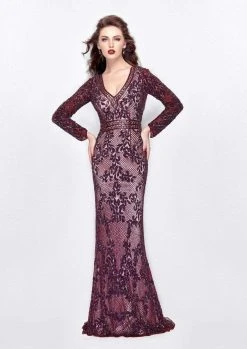 Formal Gowns Primavera Couture - 1990 Sequin Deep V-neck Sheath Dress