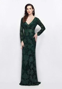 Formal Gowns Primavera Couture - 1990 Sequin Deep V-neck Sheath Dress 8 Formal Gowns Primavera Couture - 1990 Sequin Deep V-neck Sheath Dress