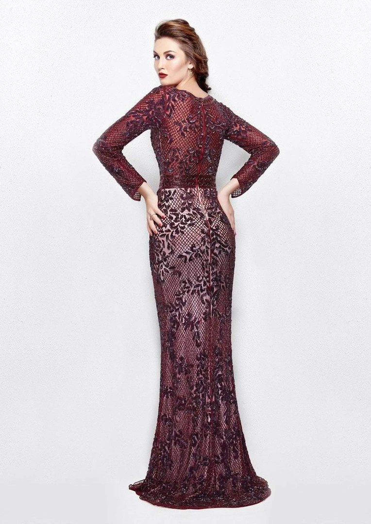 Formal Gowns Primavera Couture - 1990 Sequin Deep V-neck Sheath Dress 4 Formal Gowns Primavera Couture - 1990 Sequin Deep V-neck Sheath Dress