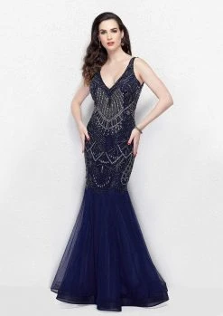 Formal Gowns Primavera Couture - 3001 Embellished V-neck Trumpet Dress 8 Formal Gowns Primavera Couture - 3001 Embellished V-neck Trumpet Dress