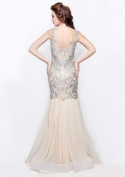 Formal Gowns Primavera Couture - 3001 Embellished V-neck Trumpet Dress 7 Formal Gowns Primavera Couture - 3001 Embellished V-neck Trumpet Dress