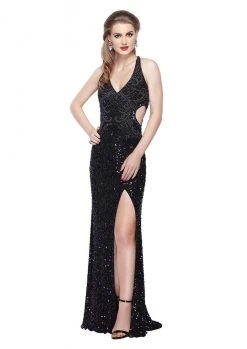Primavera Couture - 3002 V Neck Cut Outs Evening Gown