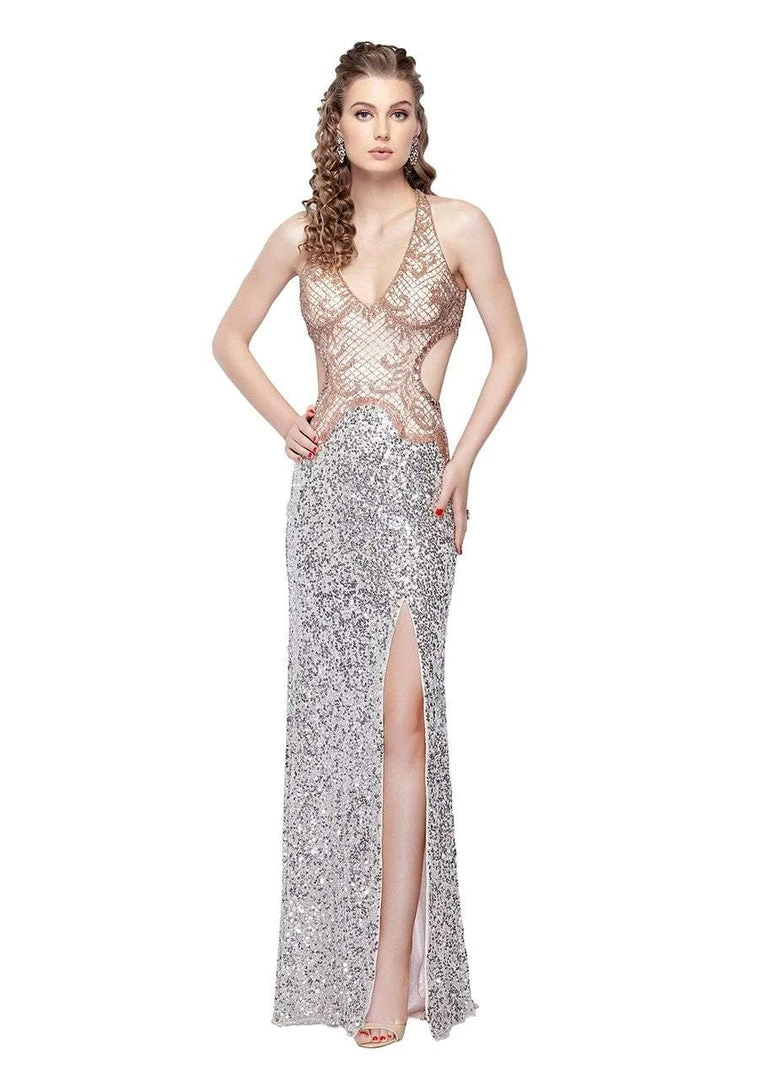 Primavera Couture - 3002 V Neck Cut Outs Evening Gown 5 Primavera Couture - 3002 V Neck Cut Outs Evening Gown