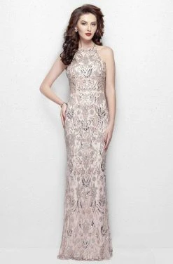 Primavera Couture - 3007 Embellished Halter Sheath Dress