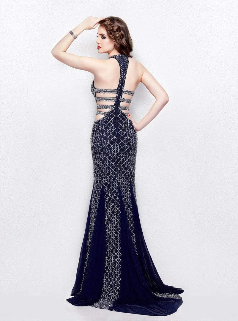 Formal Gowns Primavera Couture - 3035 Halter Embellished Strappy Back Evening Gown 4 Formal Gowns Primavera Couture - 3035 Halter Embellished Strappy Back Evening Gown