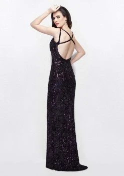 Primavera Couture - 3036 Sparkling V-Neck Embellished Evening Gown Formal Gowns