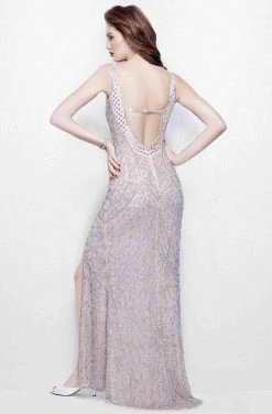 Primavera Couture - 3040 Shimmering Beaded Gown With High Slit Formal Gowns 9 Primavera Couture - 3040 Shimmering Beaded Gown With High Slit Formal Gowns