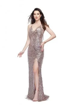 Primavera Couture - 3053 Sequined Fringe Festooned Gown Formal Gowns