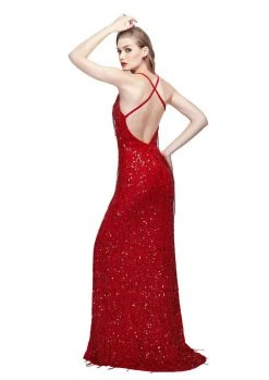 Primavera Couture - 3053 Sequined Fringe Festooned Gown Formal Gowns