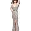 Formal Gowns Primavera Couture - 3055 Contrast Sequined Foliage Gown