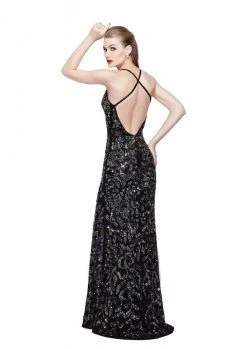 Formal Gowns Primavera Couture - 3055 Contrast Sequined Foliage Gown