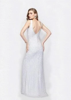 Primavera Couture - 3057 Shimmering Deep V-Cut Evening Gown Formal Gowns