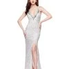 Primavera Couture - 3060 Deep V-Neck Sequined Strappy Back Gown