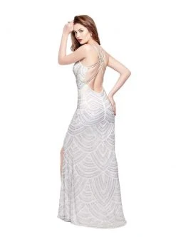 Primavera Couture - 3060 Deep V-Neck Sequined Strappy Back Gown 7 Primavera Couture - 3060 Deep V-Neck Sequined Strappy Back Gown