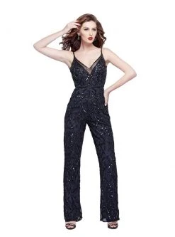 Plus Size Dresses Primavera Couture - 3072 Thin Strap Embellished Jumpsuit