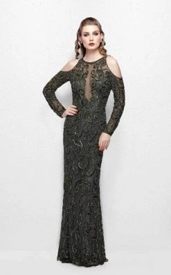 Primavera Couture - 3081 Beaded Long Sleeve Fitted Dress Formal Gowns