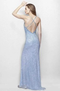 Primavera Couture - 3091 Sequined Sheath Gown With Slit 13 Primavera Couture - 3091 Sequined Sheath Gown With Slit