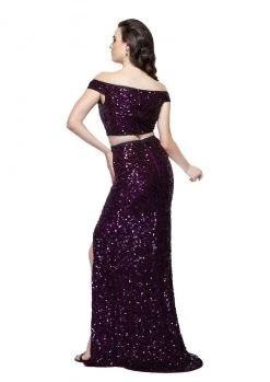 Primavera Couture - 3095 Off-Shoulder Two-Piece Sequined Gown