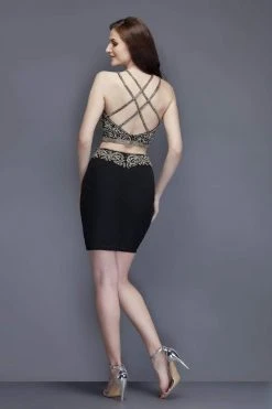 Primavera Couture - 3103 Glammed Halter Two Piece Cocktail Dress Cocktail Dresses