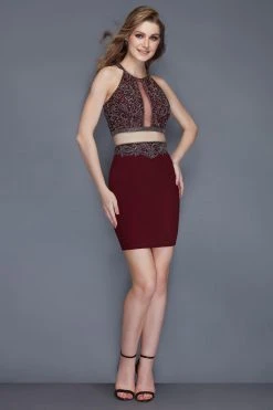 Primavera Couture - 3103 Glammed Halter Two Piece Cocktail Dress Cocktail Dresses
