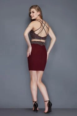 Primavera Couture - 3103 Glammed Halter Two Piece Cocktail Dress Cocktail Dresses