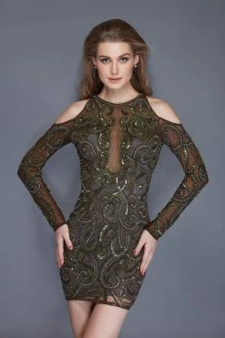 Primavera Couture - 3118 Sequined Halter Neck Sheath Dress 10 Primavera Couture - 3118 Sequined Halter Neck Sheath Dress