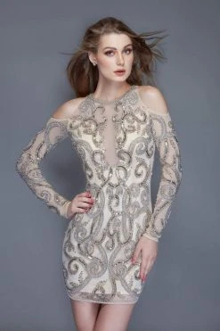 Primavera Couture - 3118 Sequined Halter Neck Sheath Dress 13 Primavera Couture - 3118 Sequined Halter Neck Sheath Dress