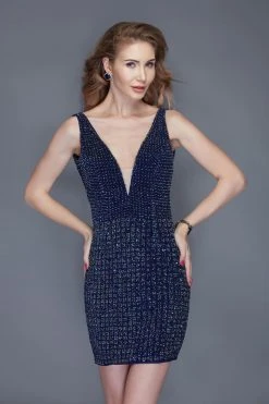 Cocktail Dresses Primavera Couture - 3121 Crystal Beaded V Neck Fitted Cocktail Dress 19 Cocktail Dresses Primavera Couture - 3121 Crystal Beaded V Neck Fitted Cocktail Dress