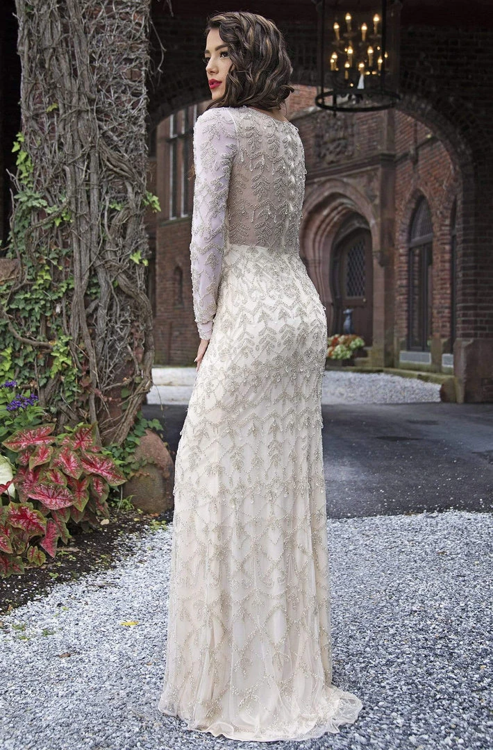 Formal Gowns Primavera Couture - 3181 Sequined Long Sleeves Sheath Gown 7 Formal Gowns Primavera Couture - 3181 Sequined Long Sleeves Sheath Gown