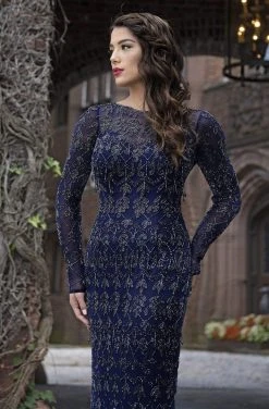 Formal Gowns Primavera Couture - 3181 Sequined Long Sleeves Sheath Gown 10 Formal Gowns Primavera Couture - 3181 Sequined Long Sleeves Sheath Gown