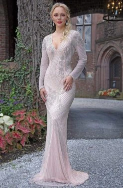 Formal Gowns Primavera Couture - 3189 Bead Embellished Long Sleeves Gown