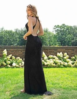 Primavera Couture - 3218 Embellished High Halter Sheath Dress Formal Gowns 15 Primavera Couture - 3218 Embellished High Halter Sheath Dress Formal Gowns