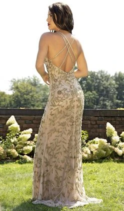 Primavera Couture - 3220 Beaded Trailing Foliage High Slit Gown 13 Primavera Couture - 3220 Beaded Trailing Foliage High Slit Gown