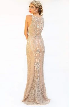 Formal Gowns Primavera Couture - 3227 Jewel Neck Intricate Beaded Sheath Gown 10 Formal Gowns Primavera Couture - 3227 Jewel Neck Intricate Beaded Sheath Gown