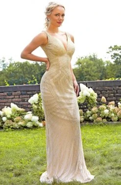 Primavera Couture - 3234 Embellished Plunging V-neck Fitted Dress 11 Primavera Couture - 3234 Embellished Plunging V-neck Fitted Dress