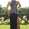 Primavera Couture - 3240 Sequined Halter Sheath Dress With Train