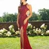 Formal Gowns Primavera Couture - 3241 Sequined Halter Sheath Dress With Slit 2 Formal Gowns Primavera Couture - 3241 Sequined Halter Sheath Dress With Slit