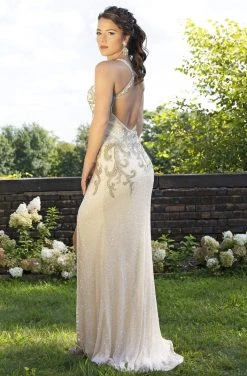 Formal Gowns Primavera Couture - 3242 Bedazzled Halter Neck Sheath Dress