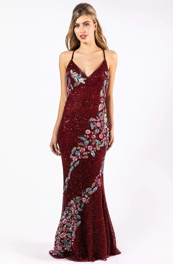 Primavera Couture - 3243 Vibrant Contrast Floral Beaded Gown Formal Gowns 7 Primavera Couture - 3243 Vibrant Contrast Floral Beaded Gown Formal Gowns