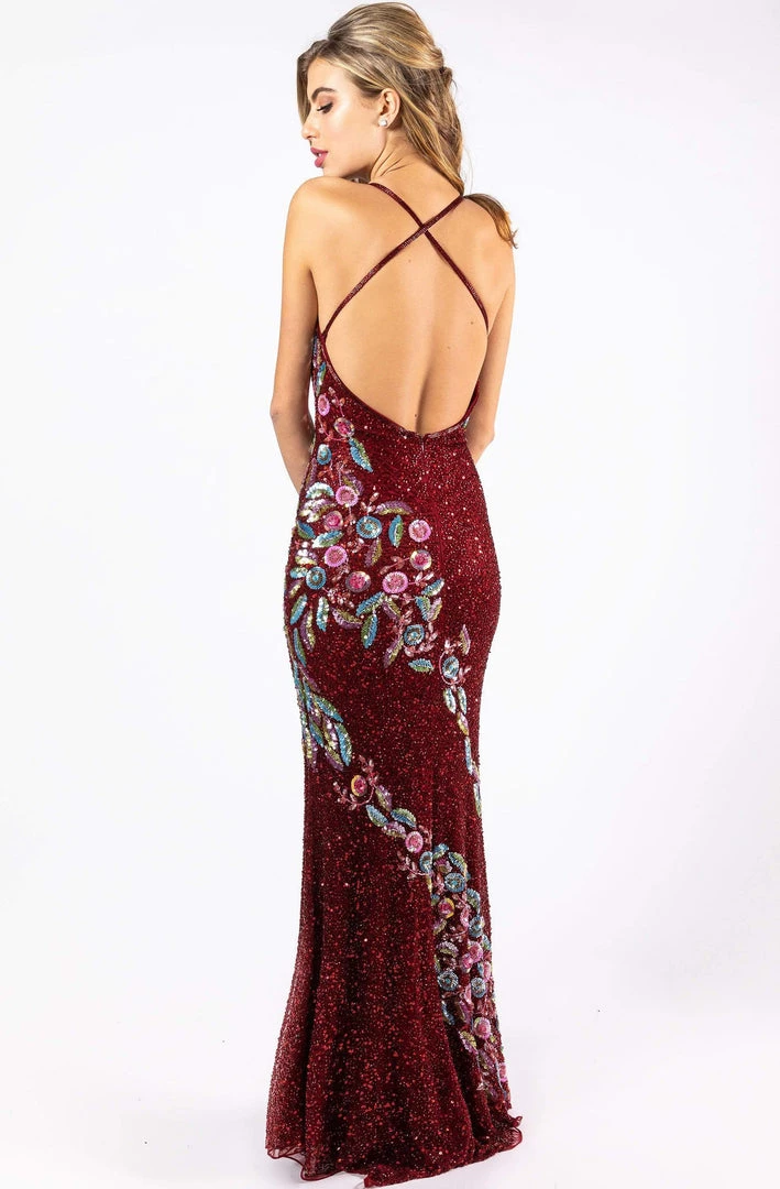 Primavera Couture - 3243 Vibrant Contrast Floral Beaded Gown Formal Gowns 8 Primavera Couture - 3243 Vibrant Contrast Floral Beaded Gown Formal Gowns