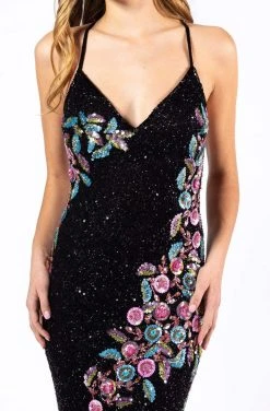 Primavera Couture - 3243 Vibrant Contrast Floral Beaded Gown Formal Gowns 14 Primavera Couture - 3243 Vibrant Contrast Floral Beaded Gown Formal Gowns