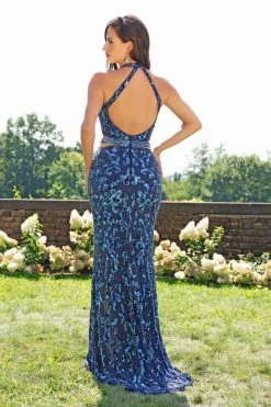 Primavera Couture - 3244 Bedazzled High Halter Sheath Dress Formal Gowns