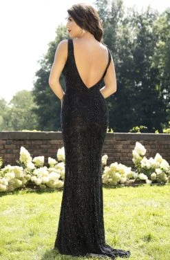 Formal Gowns Primavera Couture - 3248 Embellished V-neck Fitted Dress With Slit
